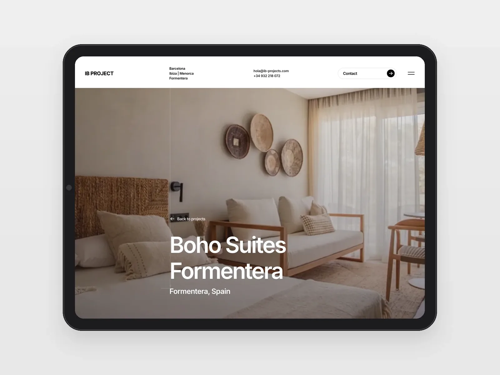 Proyecto Boho Suites Formentera en la web de IB Project