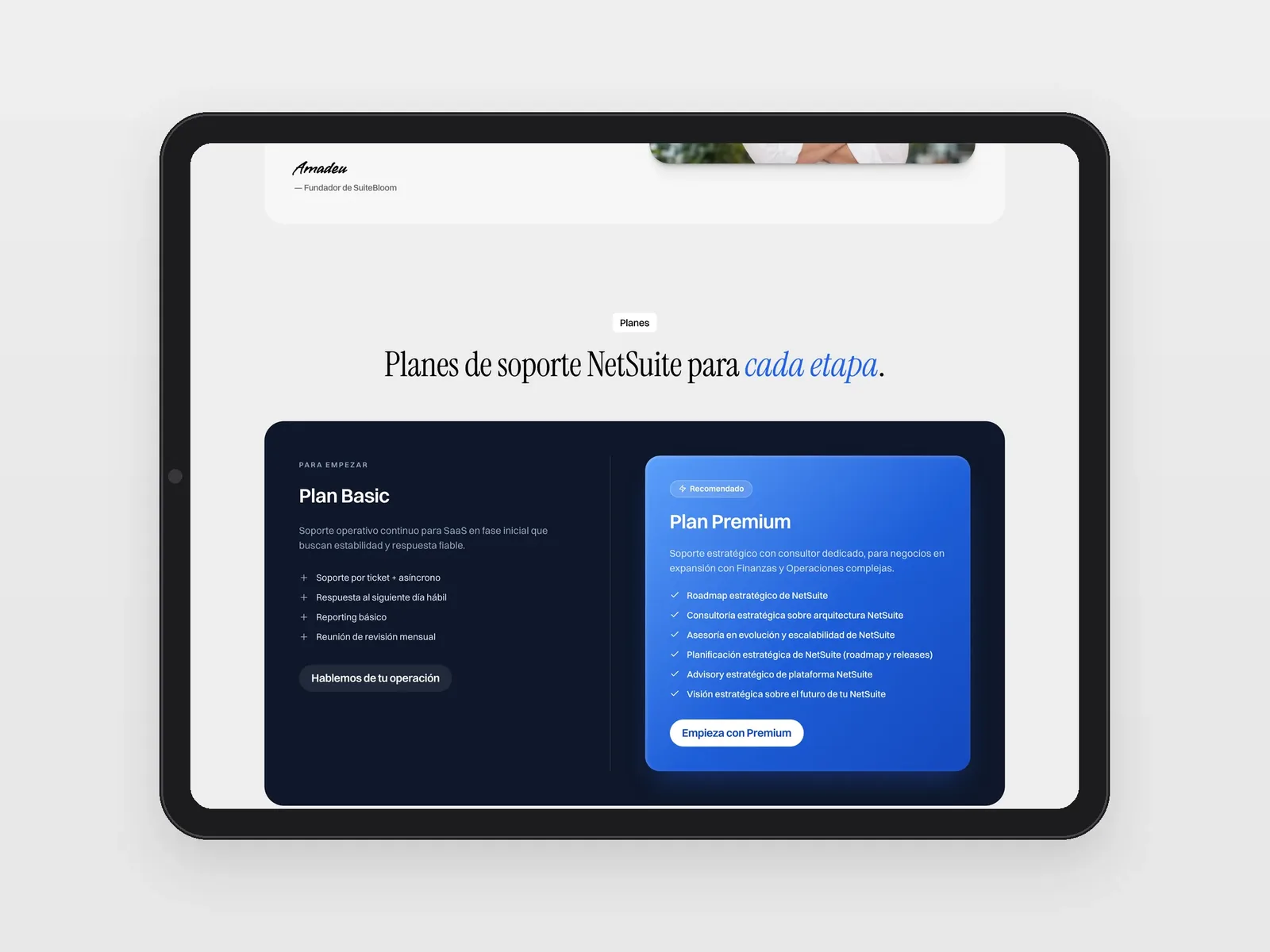 Planes Basic y Premium de SuiteBloom
