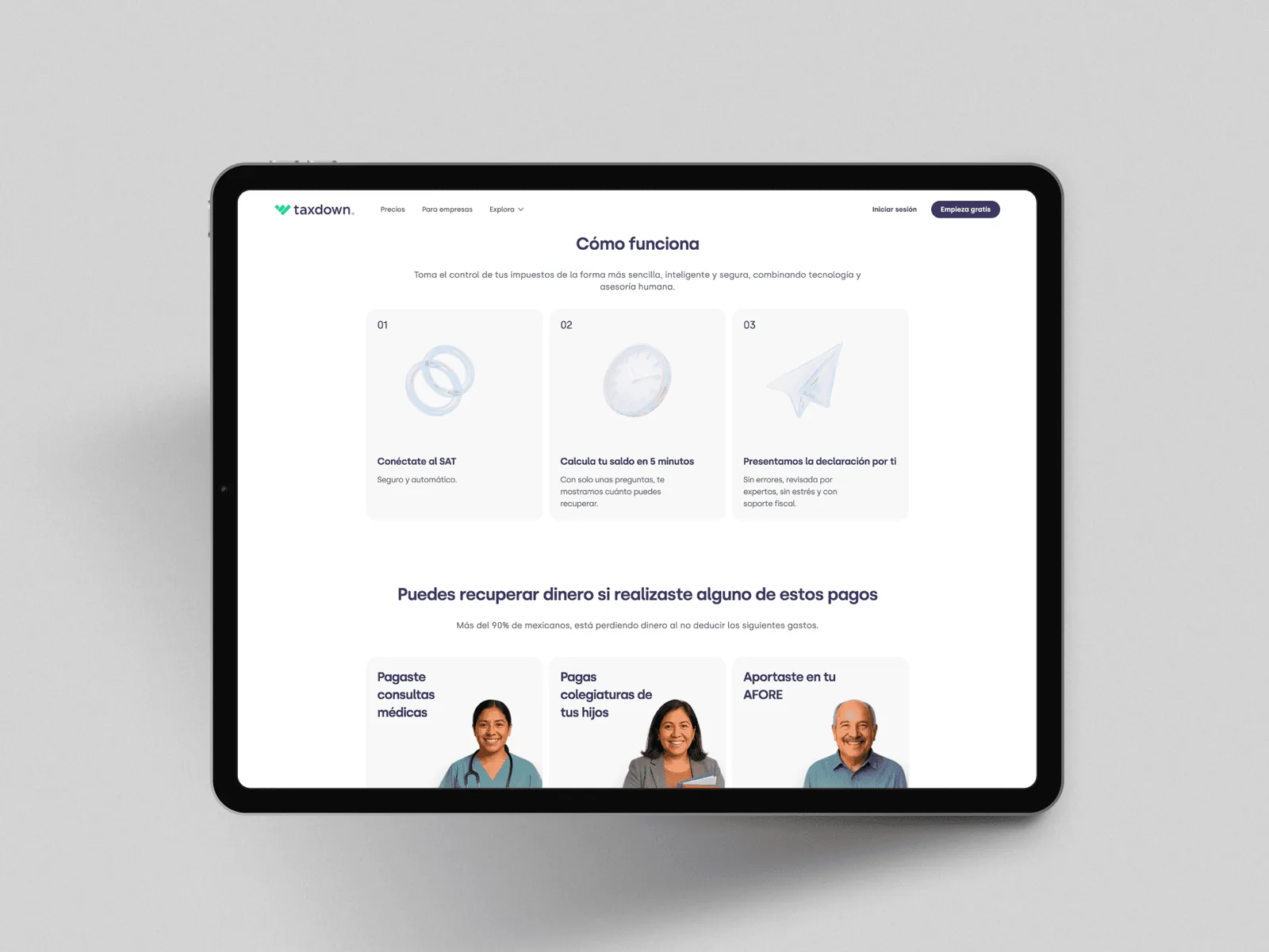 Web de TaxDown construida en Webflow