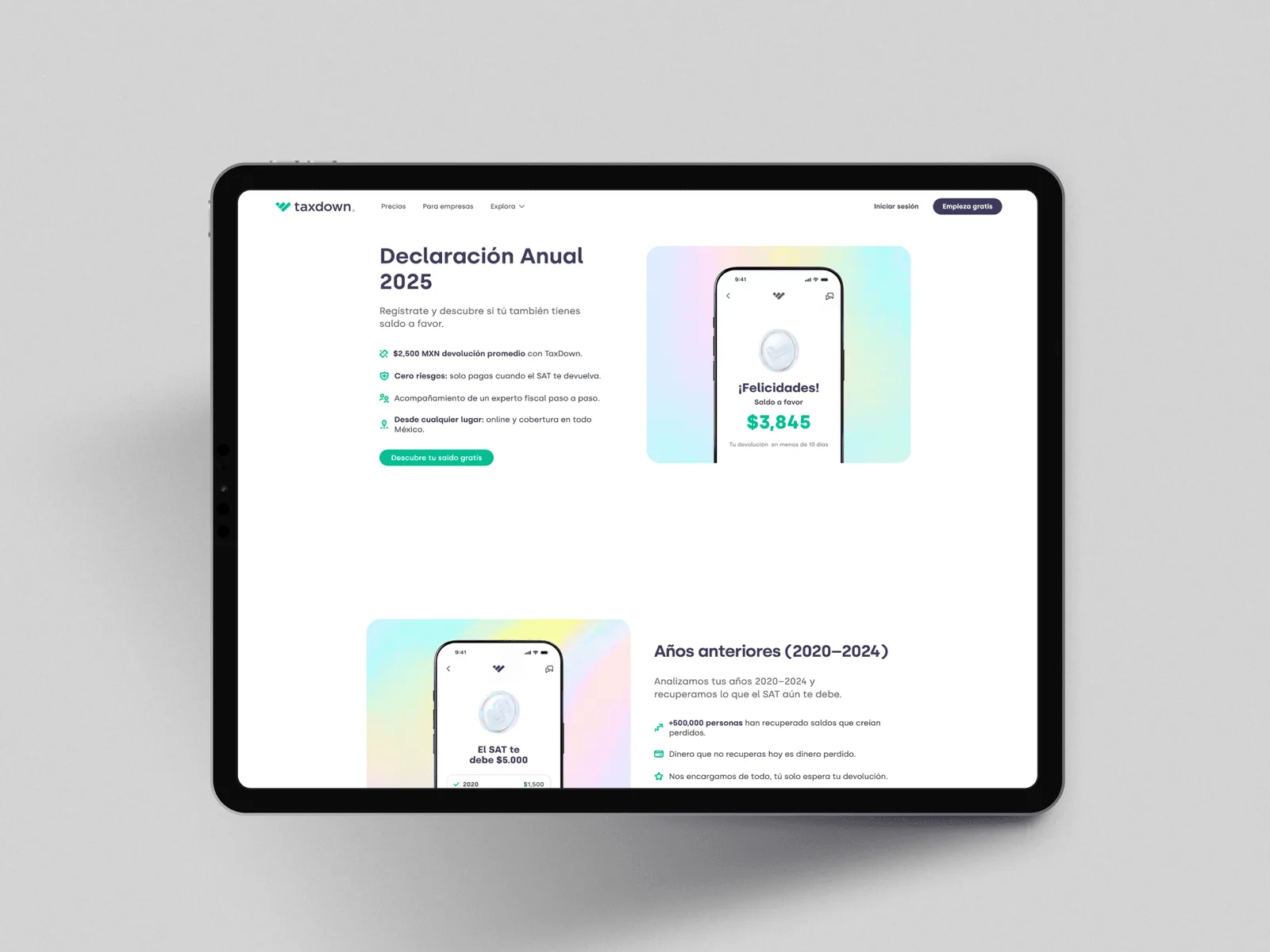 Web de TaxDown diseñada por Pleya Studio