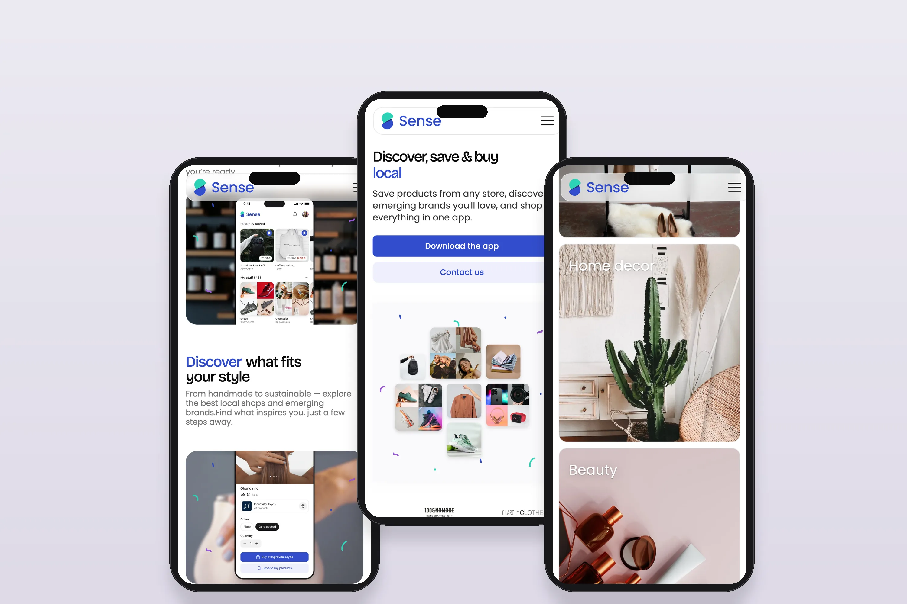 Sense App: Diseño web para una app de compras
